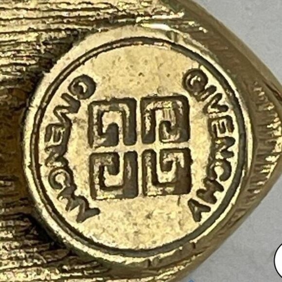 Authenticated Givenchy NY Vintage Black Enamel signed Gold Tone Clip Earrings - Picture 5 of 16